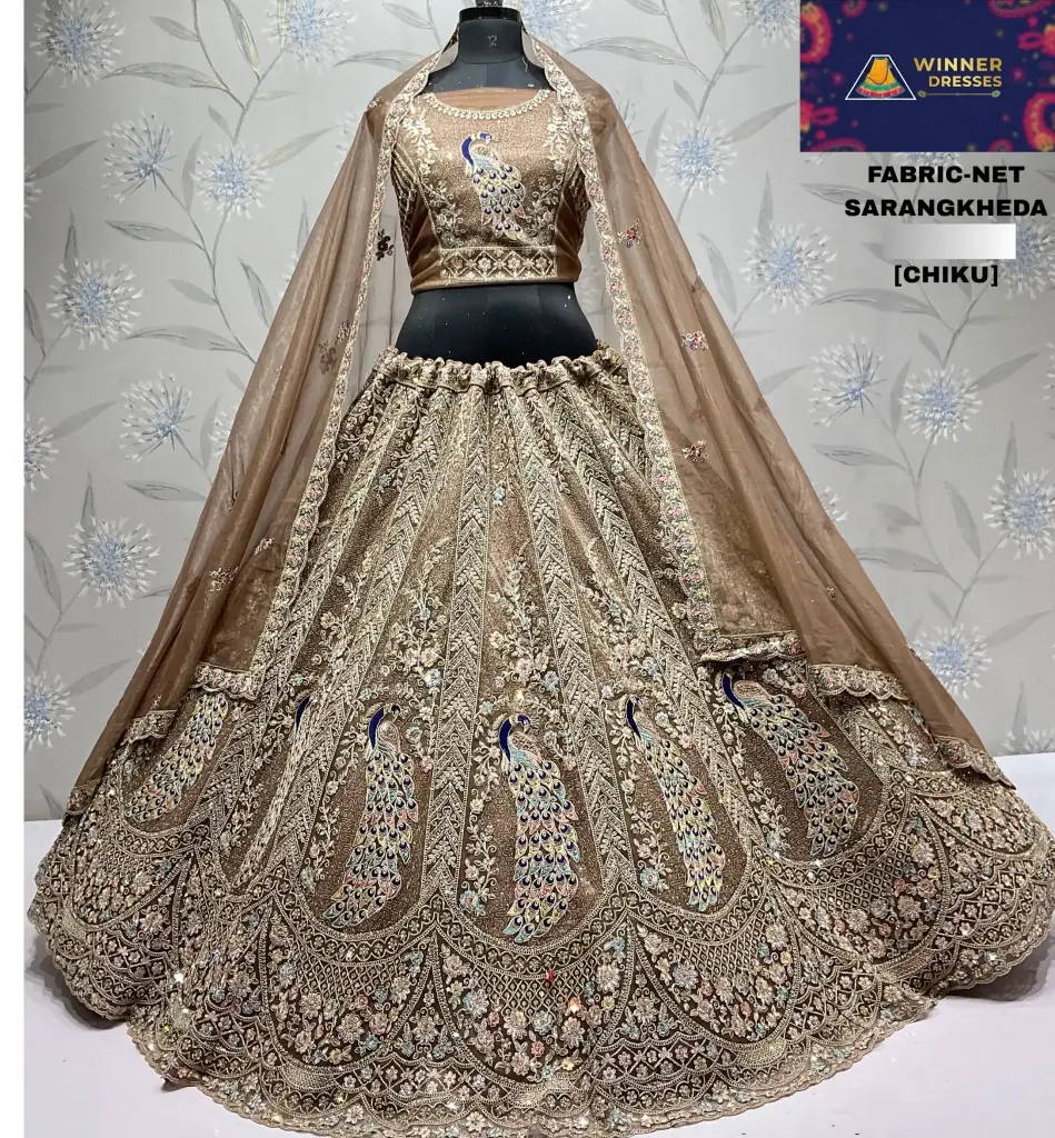 Bridal rajwadi lehenga with peacock design 
