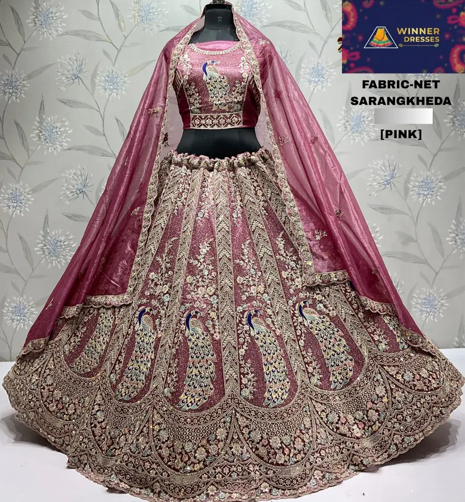 Bridal rajwadi lehenga with peacock design