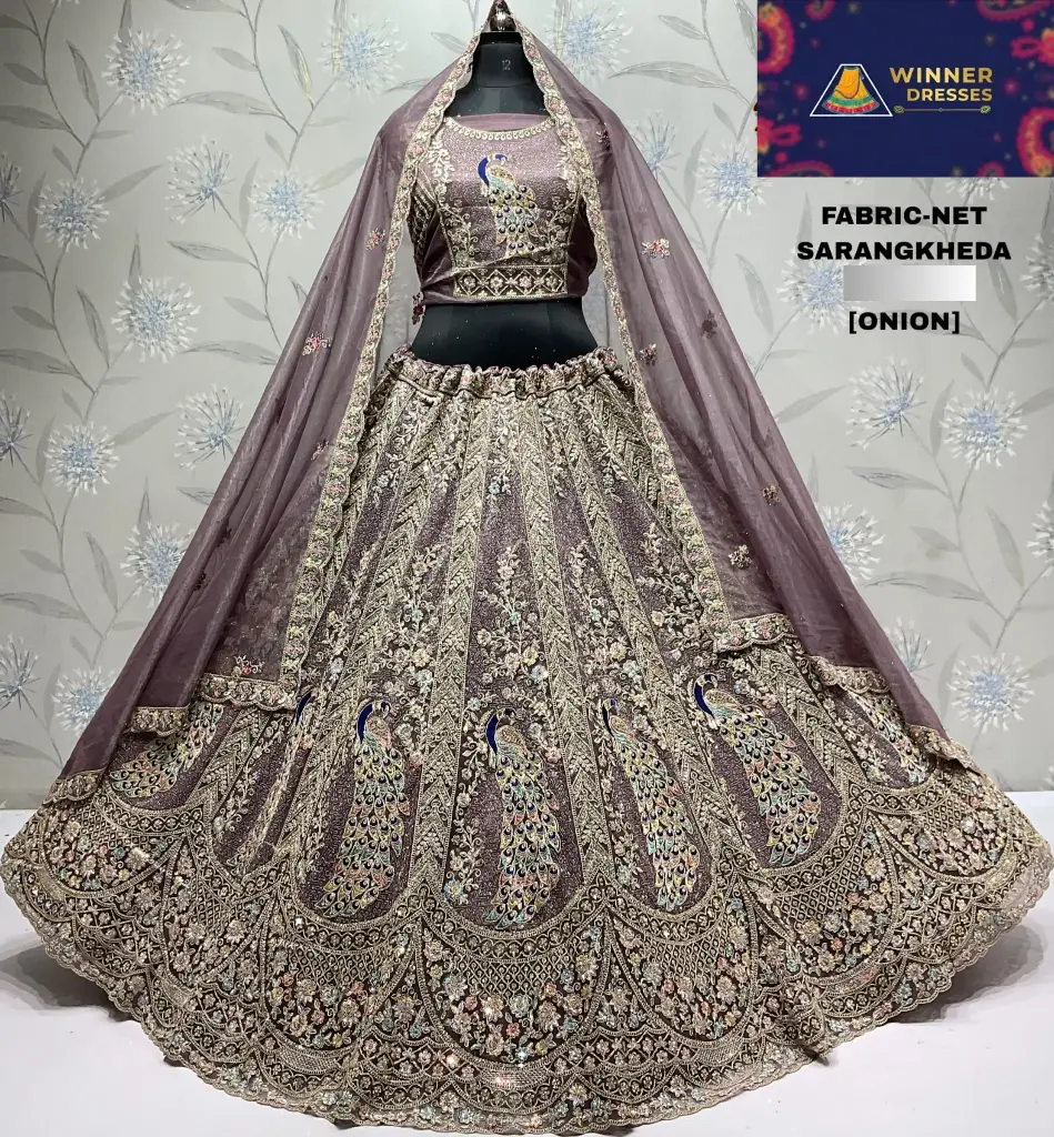 Bridal rajwadi lehenga with peacock design