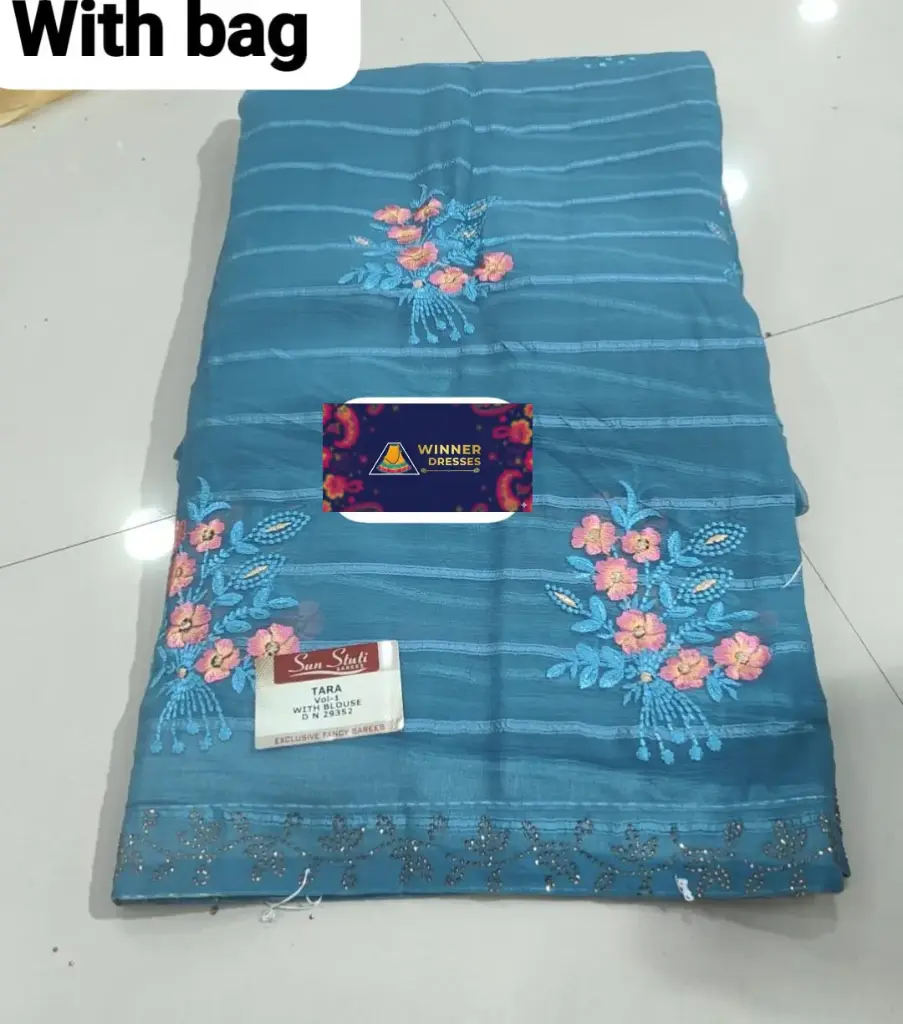 Beautiful Saree with mechine embroidery on Saree 