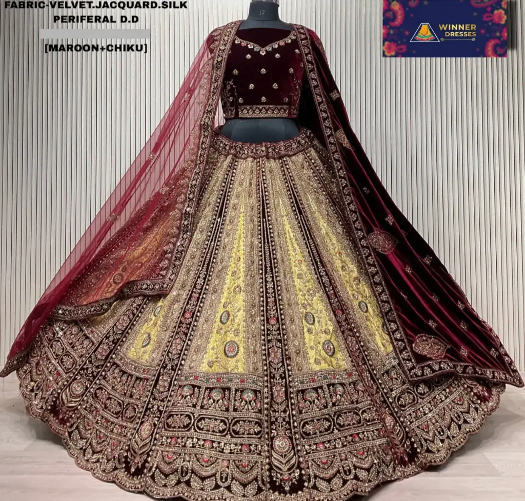 Bridal velvet rajwadi lehenga 