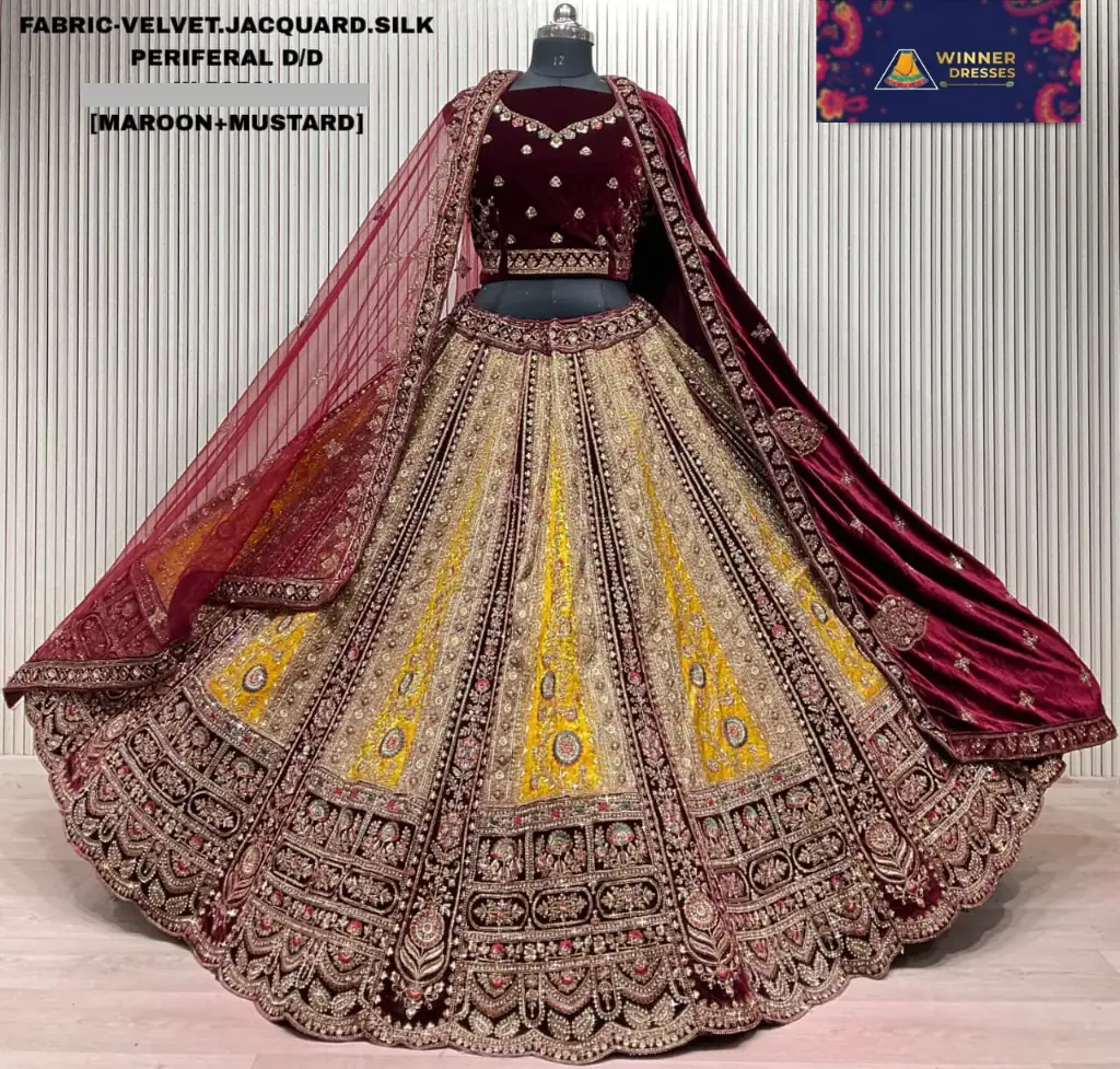 Bridal velvet rajwadi lehenga 