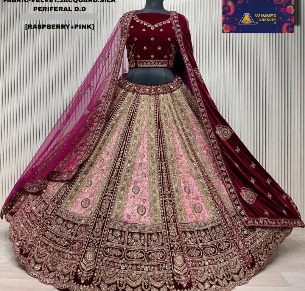 Bridal velvet rajwadi lehenga 