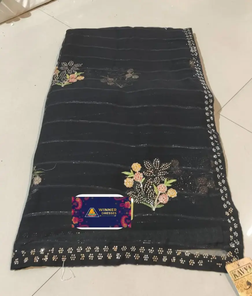 Beautiful Chiffon Saree with stone work 