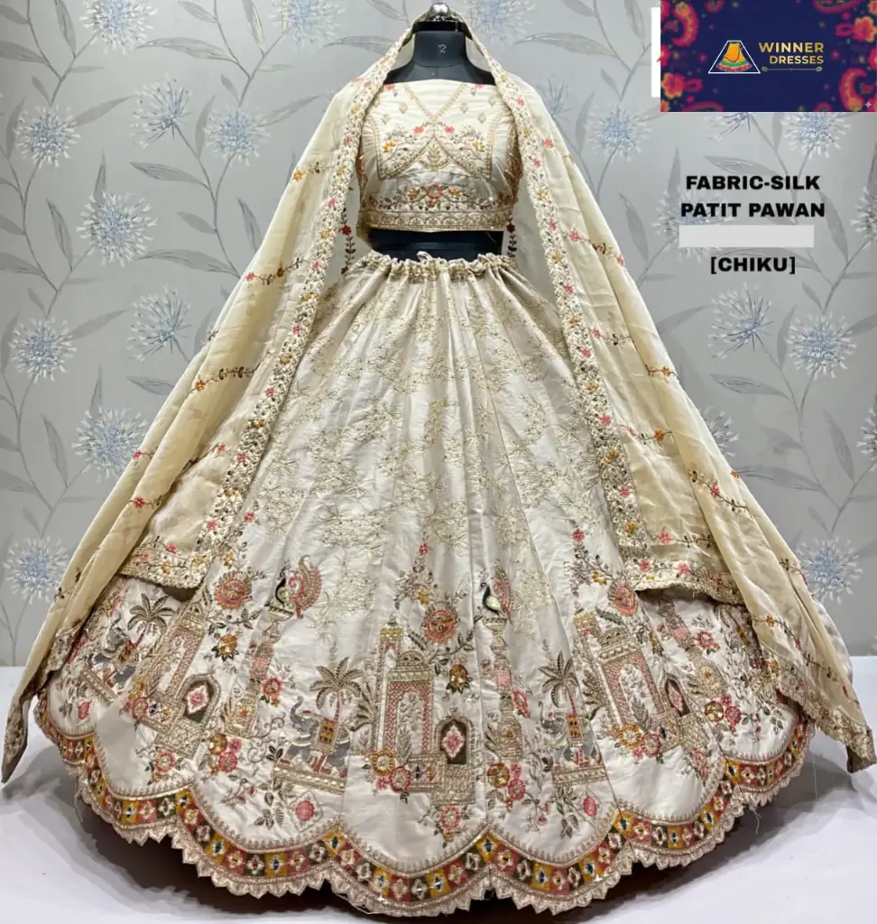 Beautiful silk lehenga with elephant design 