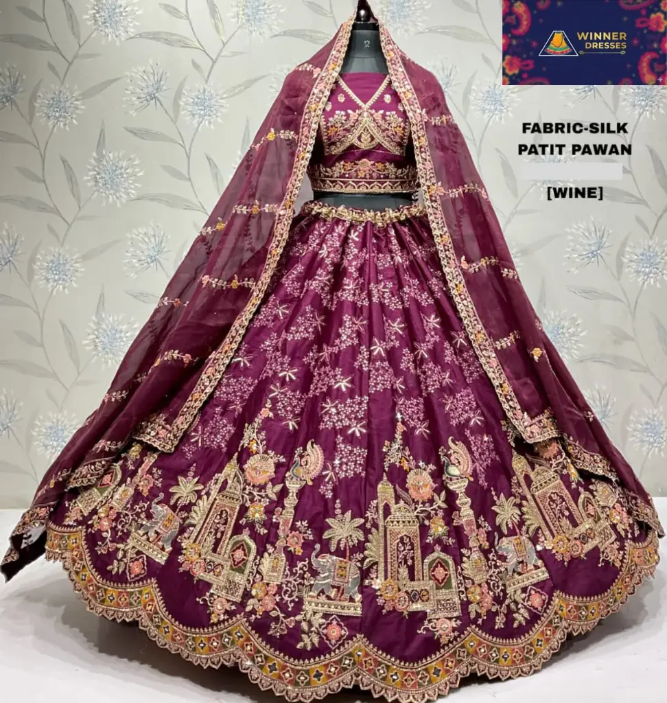 Beautiful silk lehenga with elephant design 