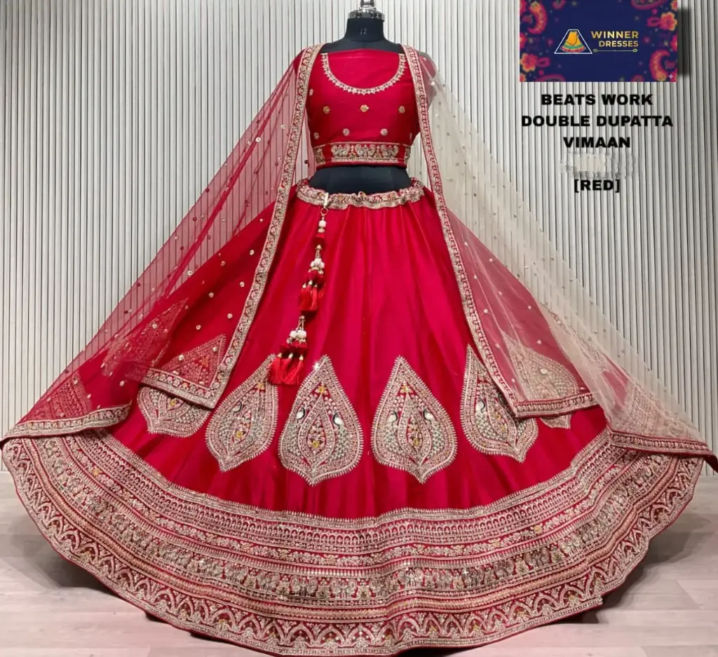 Silk bridal rajwadi lehenga with border work 