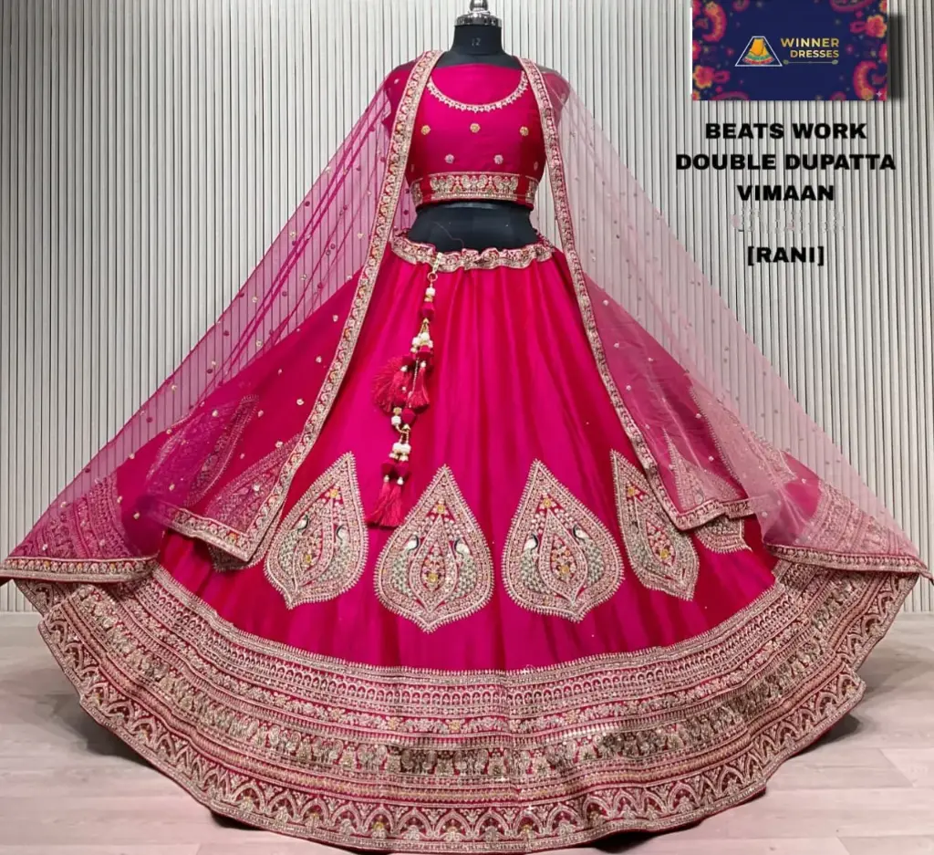 Silk bridal rajwadi lehenga with border work 