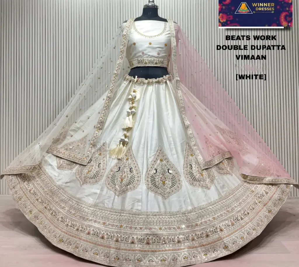 Silk bridal rajwadi lehenga with border work 